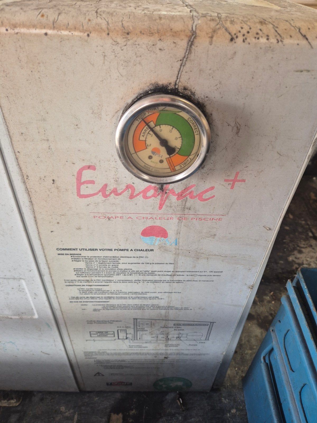 Pompe à chaleur piscine PSA Europac Plus 8 kW – Pour pièces, Enlèvement ou Envoi, Pompe