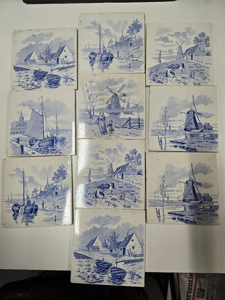 10 antieke 'Le Glaive' tegels (ca. 1920), Antiquités & Art, Enlèvement ou Envoi