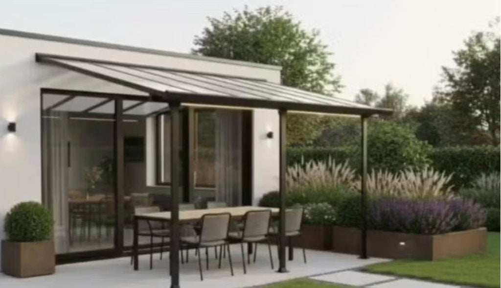 Pergola aluminium 4 x 3 antraciet grijs, Tuin en Terras, Ophalen