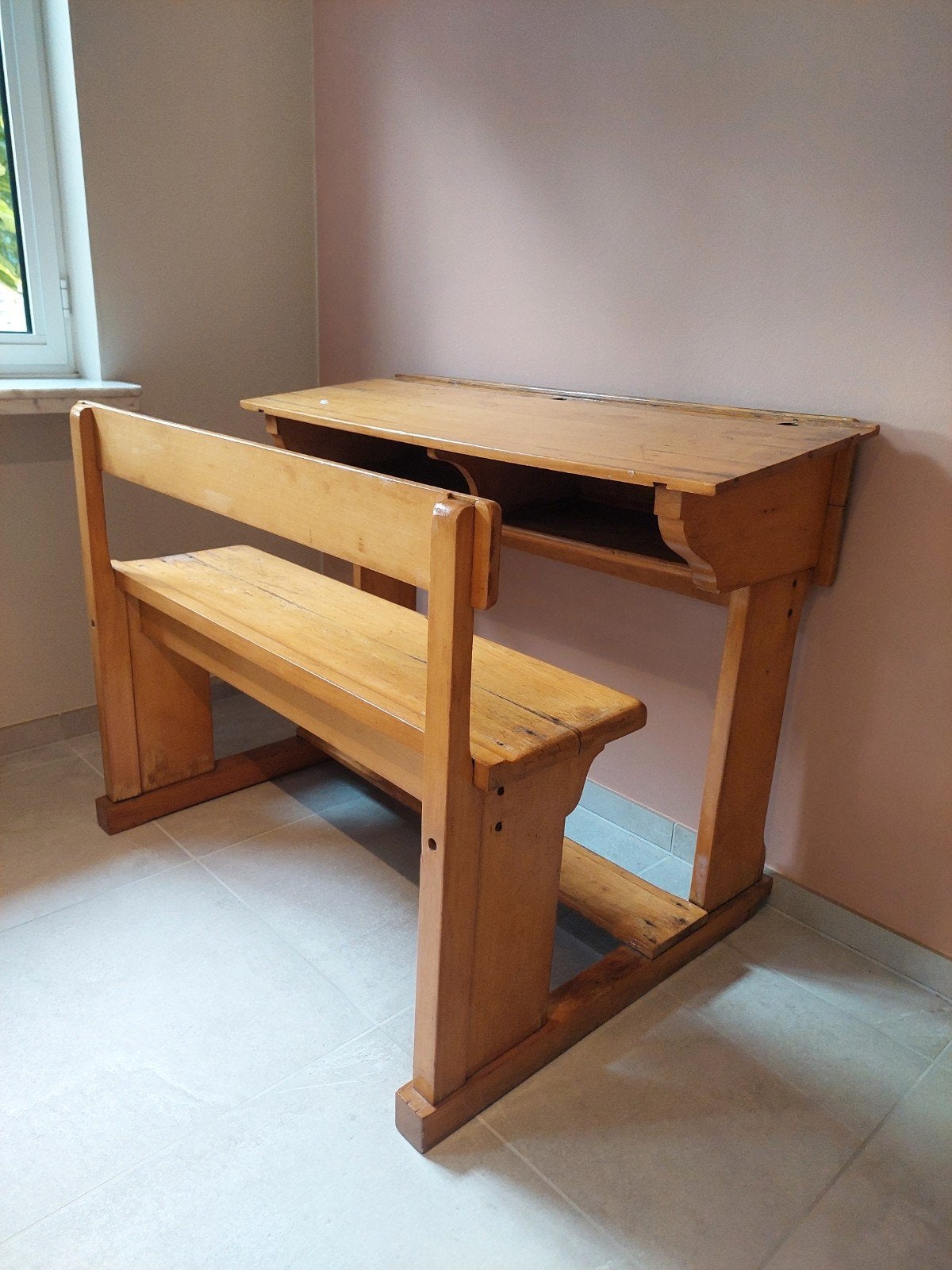 Schoolbank, Huis en Inrichting, Ophalen, Opbergruimte, Gebruikt, Hout