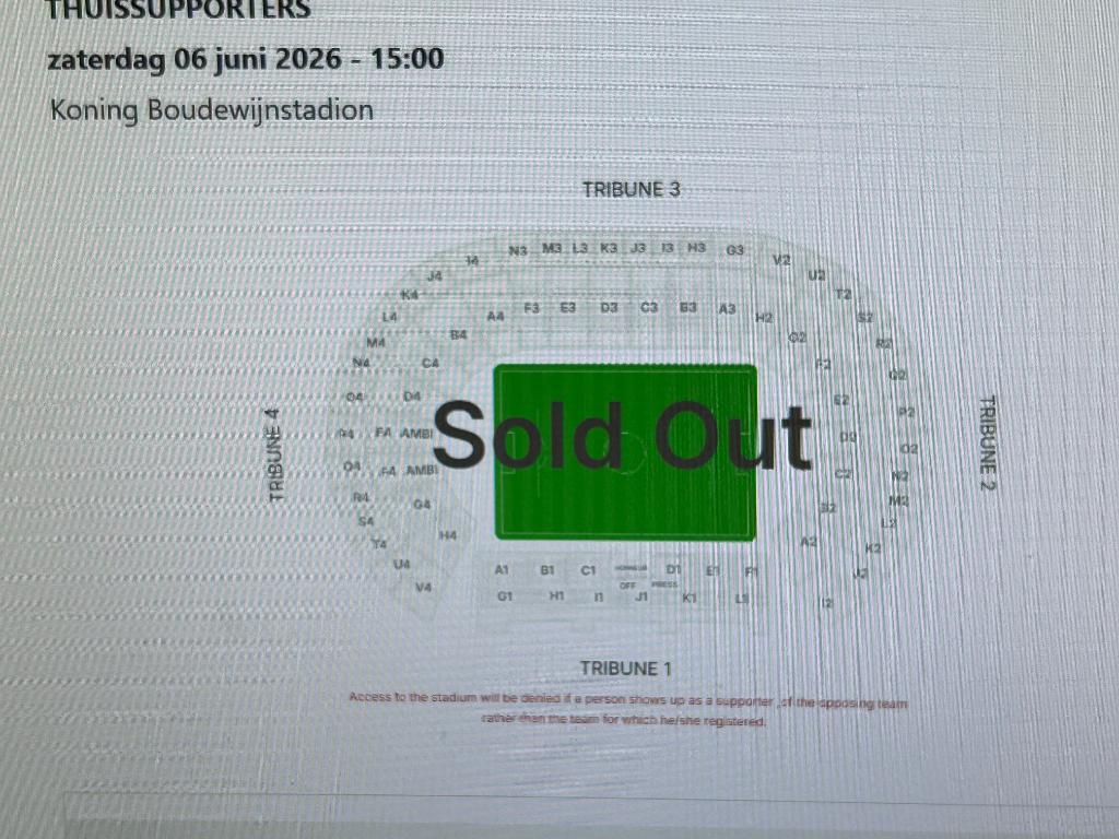 Belgie - Tunesie  6 juni 2026    2 tickets naast elkaar, Tickets en Kaartjes, Losse kaart, Twee personen, Juni