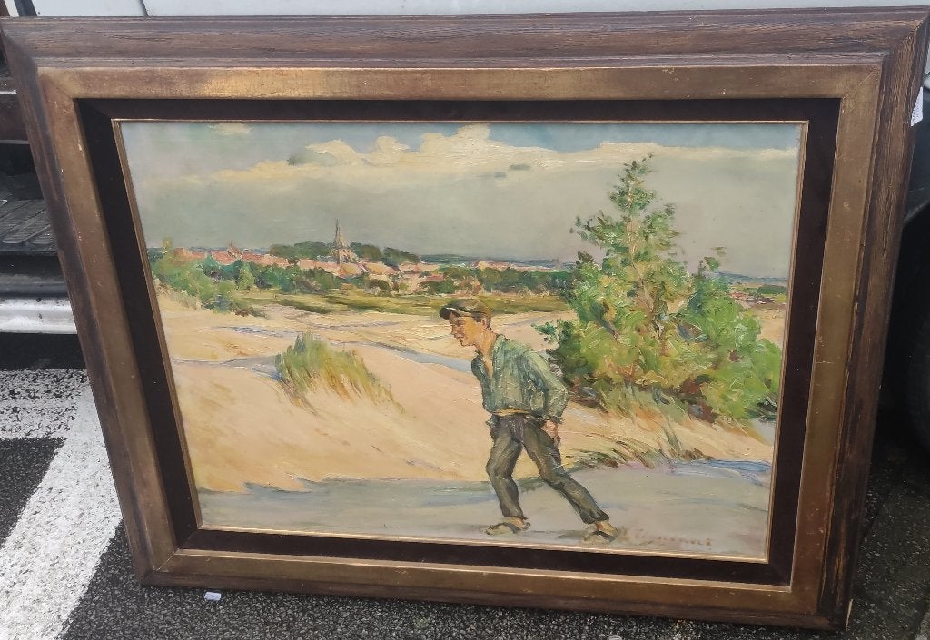 huile sur toile signe emile thysebaert, Antiek en Kunst, Ophalen, Doek