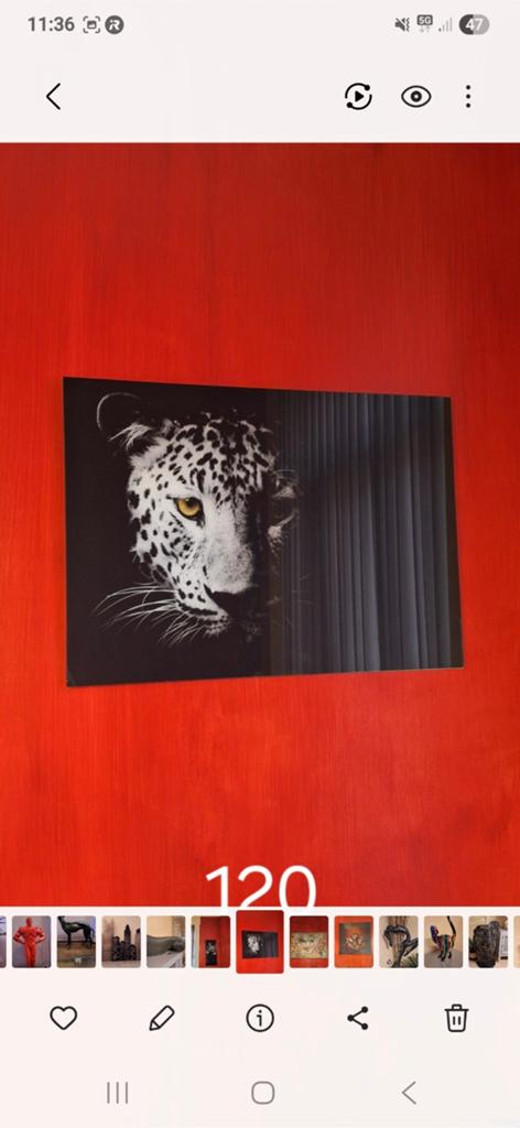 Tableau guépard en verre, Antiquités & Art