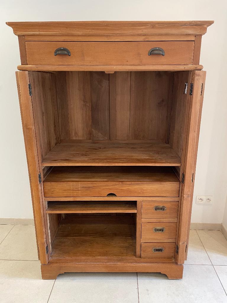 Computerkast/tv kast, 70 tot 120 cm, Teakhout, Ophalen of Verzenden, Zo goed als nieuw