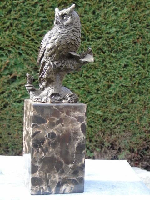 bronzen uil op gesigneerde basis, MILO..., Ophalen of Verzenden, Brons