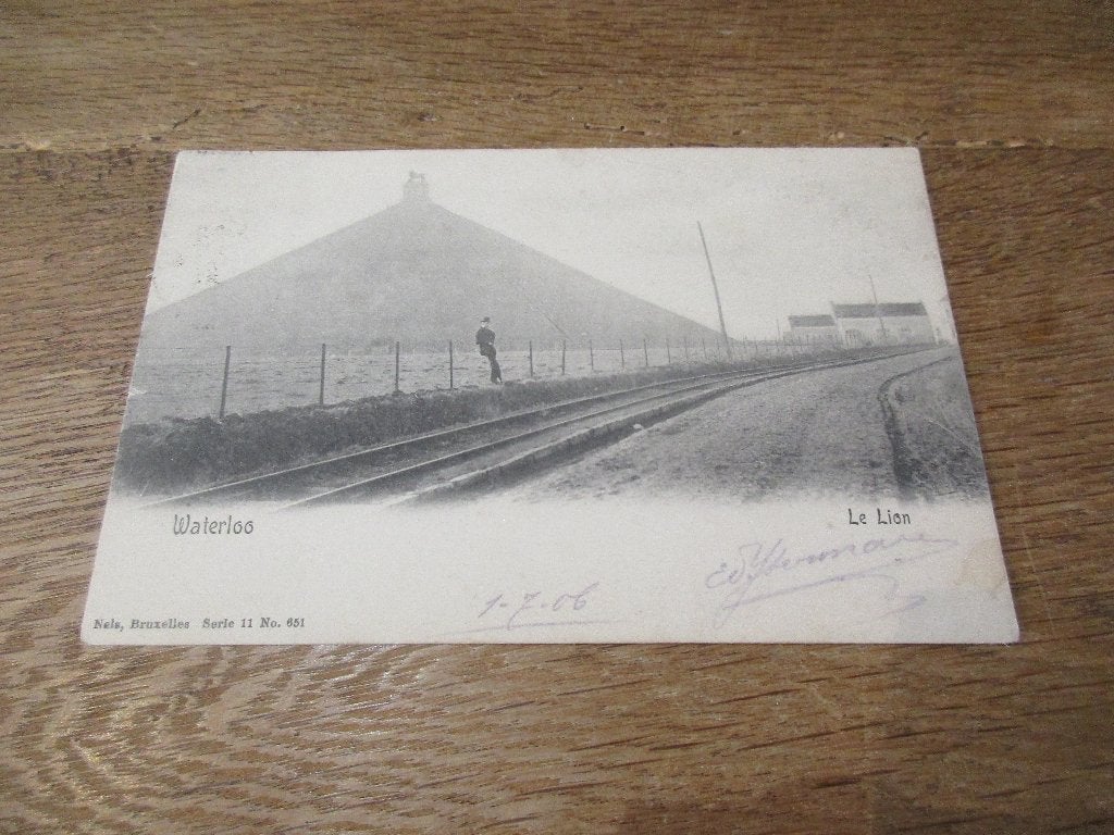 POSTKAART WATERLOO LE LION 1906, Envoi, Avant 1920, Affranchie, Brabant Wallon