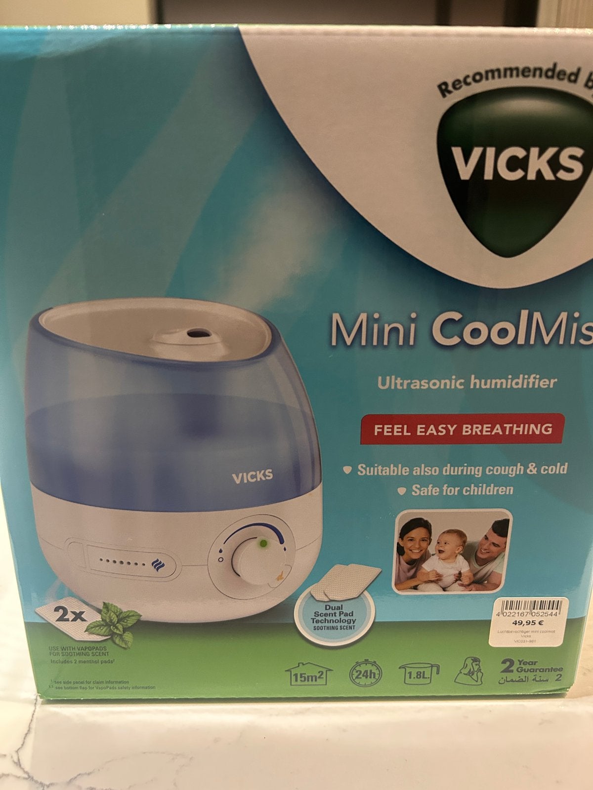 Vicks Ultrasone luchtbevochtiger Mini Cool Mist, Ophalen of Verzenden, Zo goed als nieuw