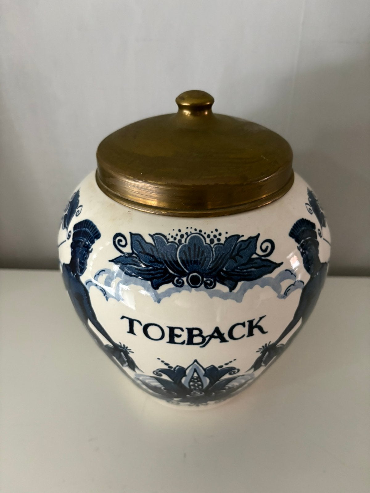 Ancien pot à tabac en porcelaine GOEDEWAAGEN, NL, Antiquités & Art, Enlèvement ou Envoi