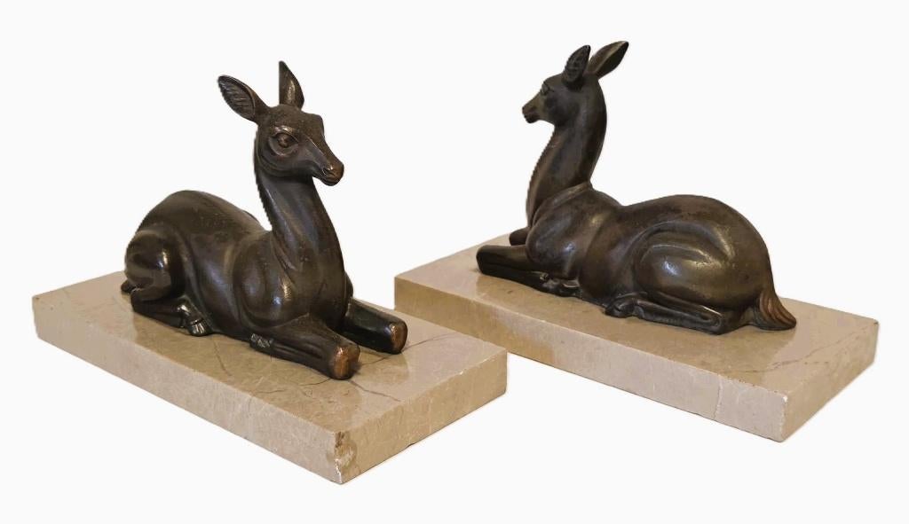 Beelden Art Deco op marmer sokkel., Antiek en Kunst, Antiek | Brons en Koper, Ophalen of Verzenden, Brons