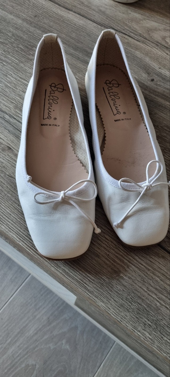 Ballerina, wit Mt 39 leder, Made in Italy, Comme neuf, Enlèvement, Blanc