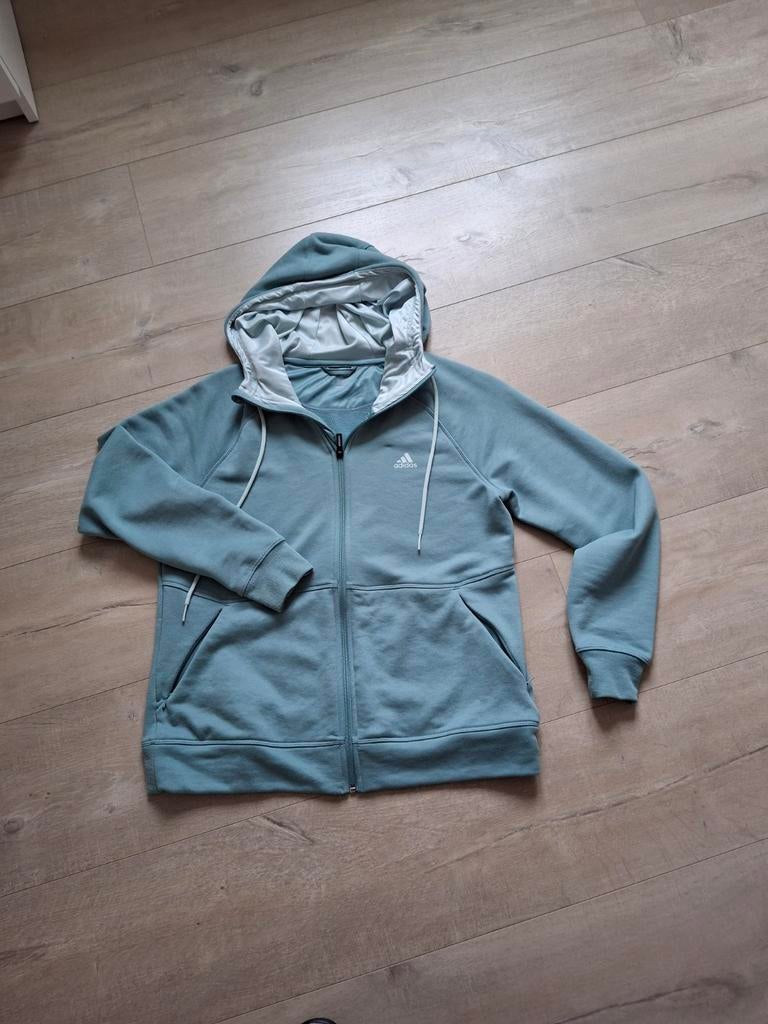 Dames hoodie Adidas met ritssluiting zachtgroen M, Kleding | Dames, Sportkleding, Ophalen, Blauw