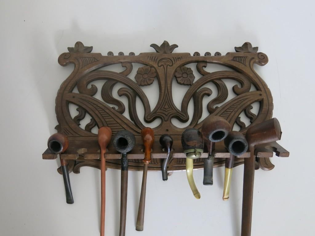 Casier à pipes Art Nouveau avec tuyaux, Enlèvement ou Envoi