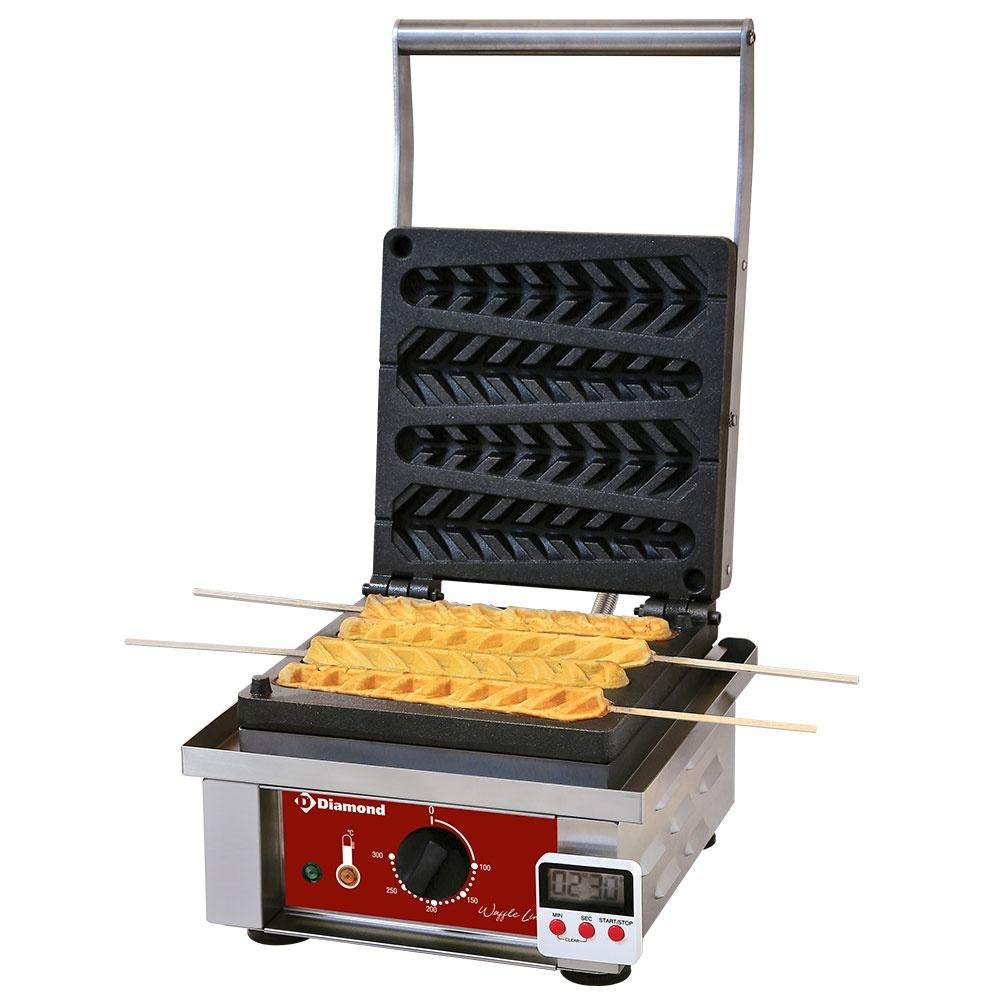 Gaufrier électrique "épi sur bâtonnet" 4 pcs.+ minuterie, Electroménager, Gaufriers, Neuf, Plaques amovibles, Enlèvement ou Envoi