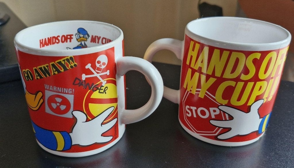 Koffiemok-2 stuks-DISNEY Donald Duck-hoogte 8.5 cm-NIEUW, Verzenden, Nieuw, Kop(pen) en/of Schotel(s)