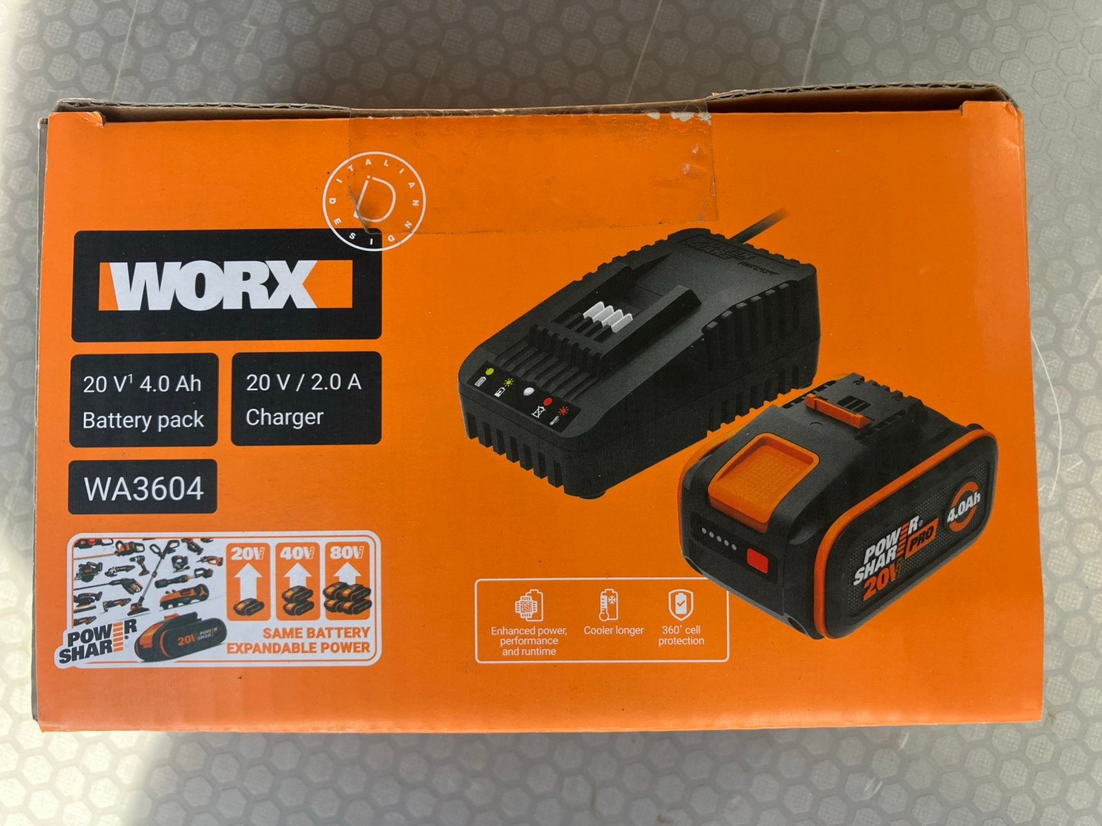 Batterie rechargeable + chargeur WORX 20v 4.0 Ah, Enlèvement ou Envoi, Neuf