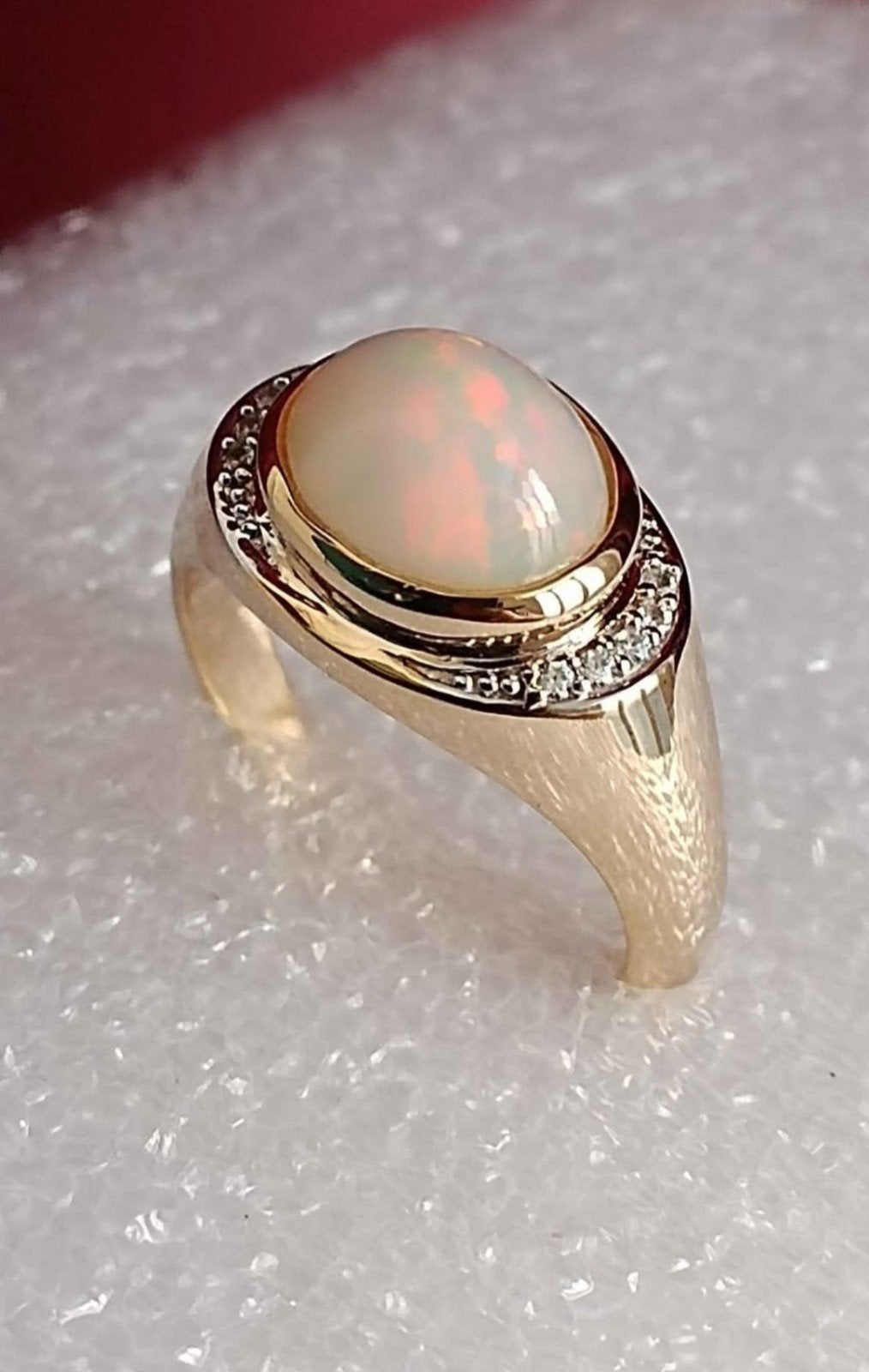 Bague en argent massif plaqué or avec opale naturelle d'Éthi, Neuf, Or, Enlèvement, Argent