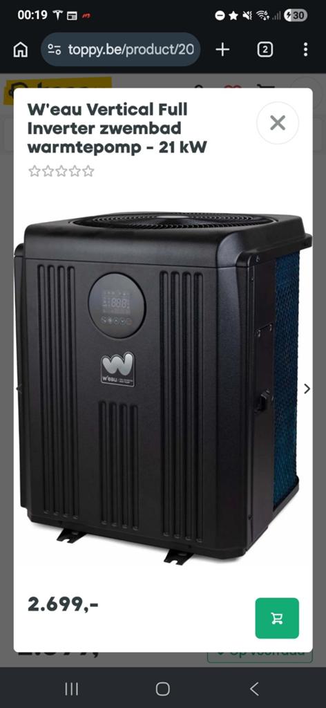W'eau verticale warmtepomp 21kw, Tuin en Terras, Ophalen