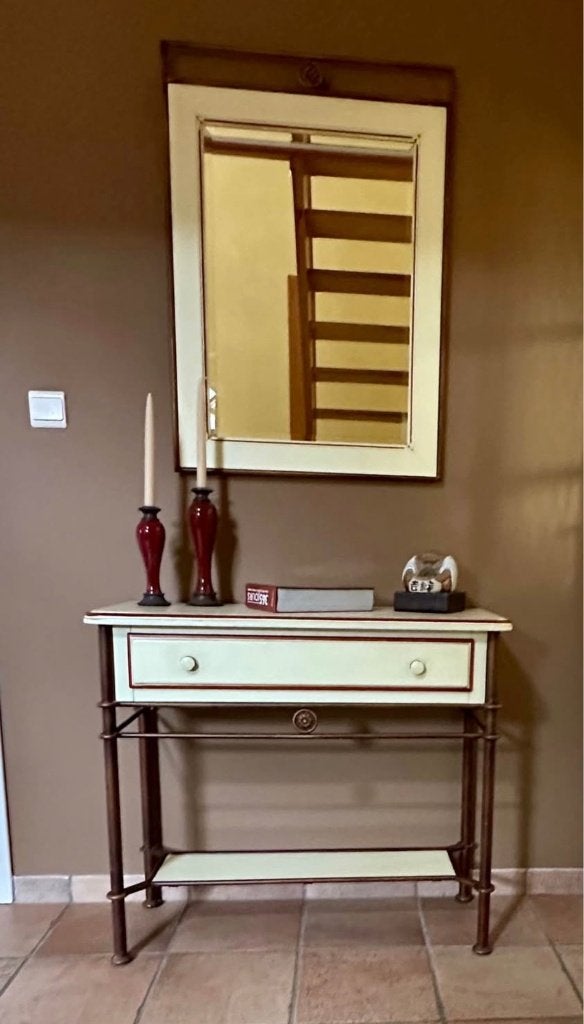 Console et miroir Ménard, Maison & Meubles, Accessoires pour la Maison | Miroirs, Enlèvement, Comme neuf, 125 cm ou plus