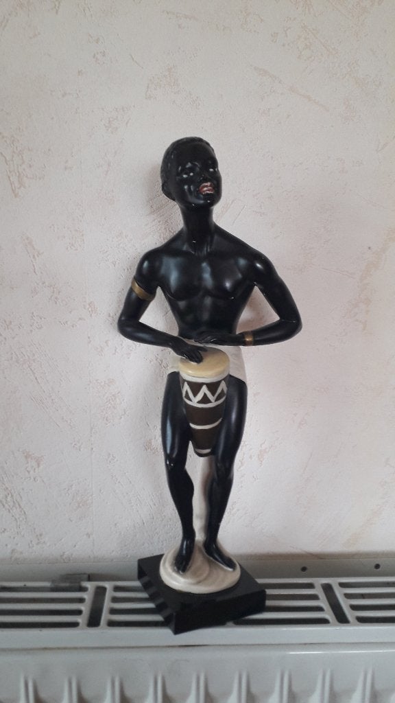 Statue ancienne,du Burundi..Signée., Zwart, Overige materialen, Overige stijlen, Ophalen of Verzenden