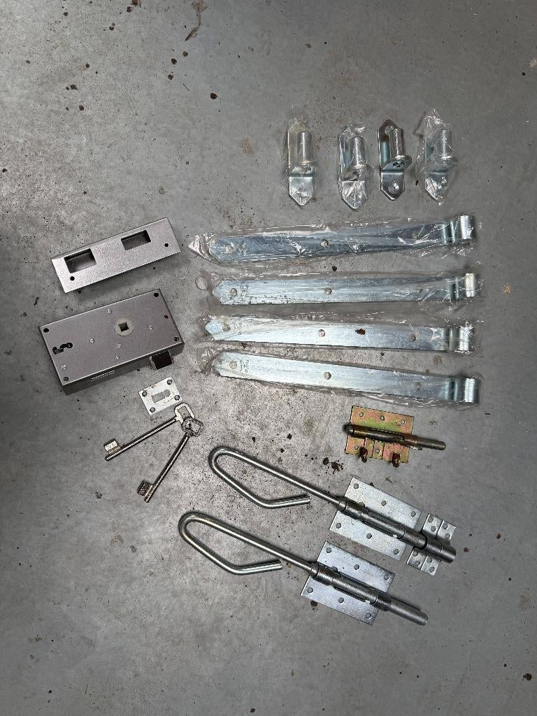 scharnieren voor tuinpoort of gararagepoort (beslag), Ophalen, Nieuw, Chroom, Schuif of Grendel