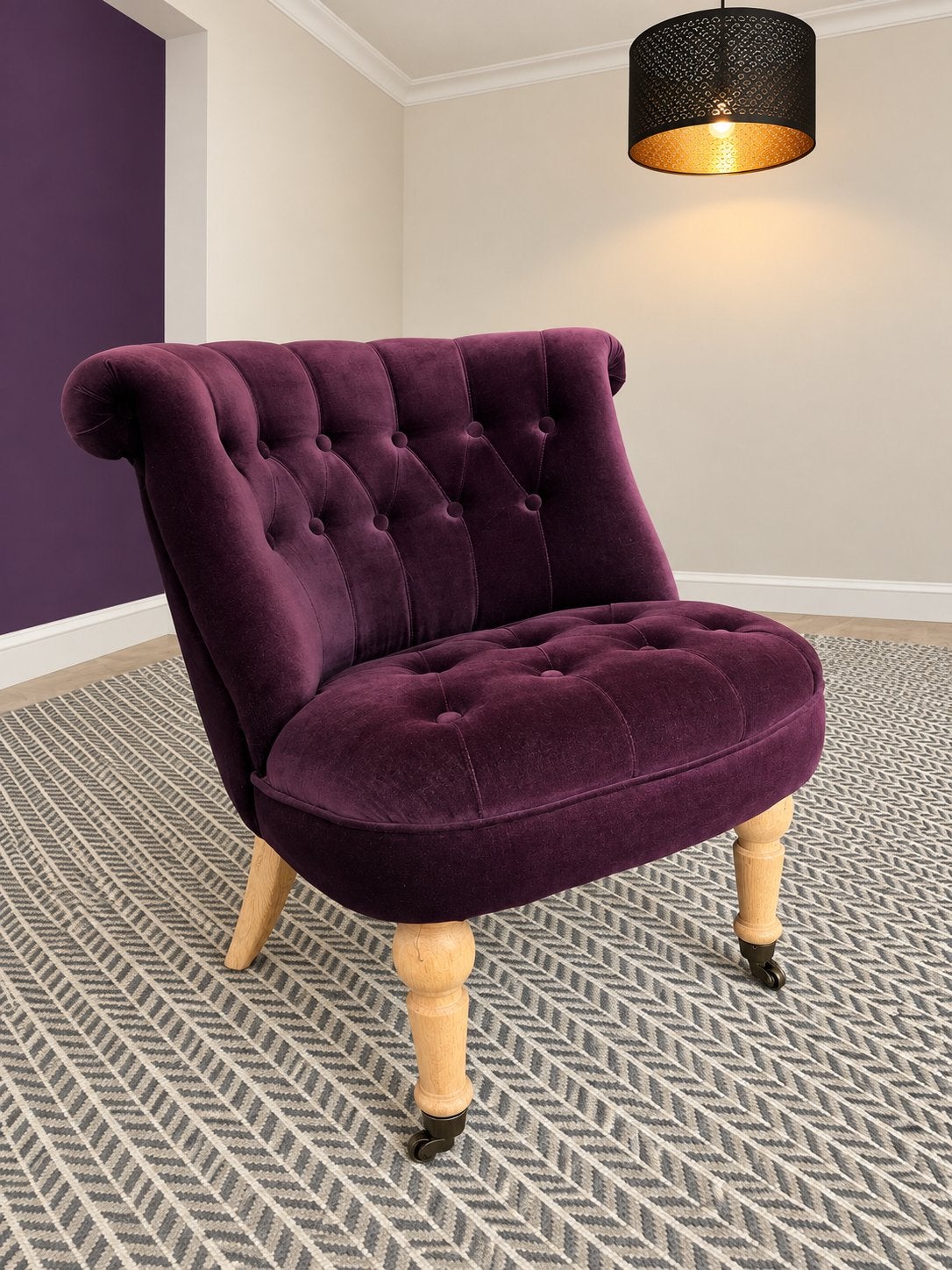 Fauteuil en velours Maisons du Monde, Maison & Meubles, Fauteuils, 75 à 100 cm, Comme neuf, Contemporain, Enlèvement
