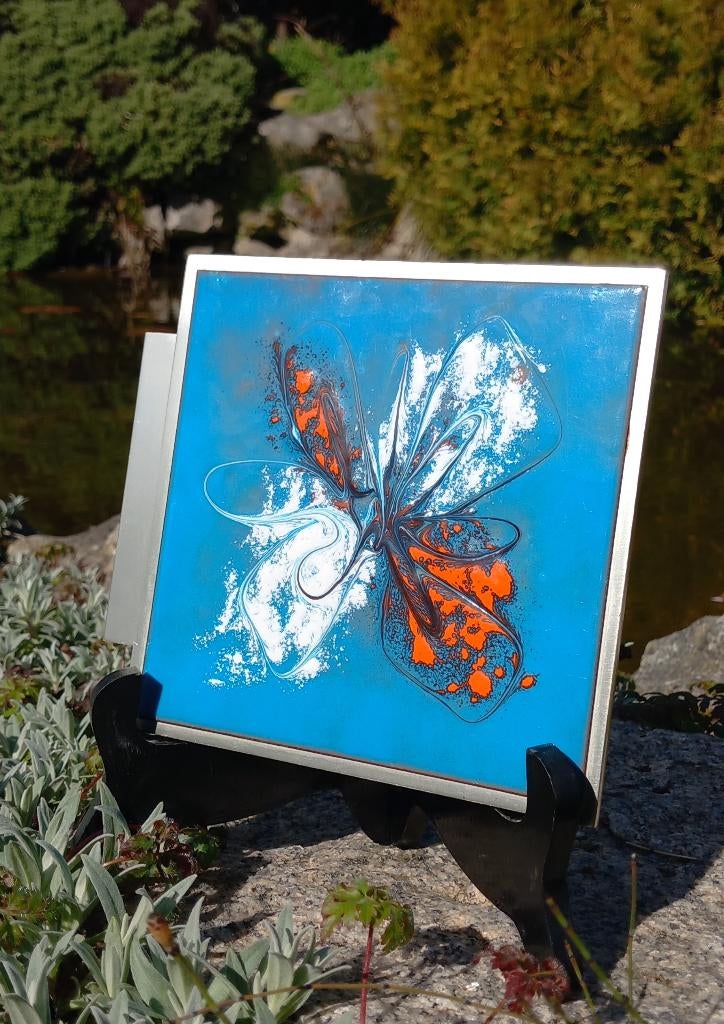 Deurklink deurgreep keramiek Vintage orange blauw, Ophalen