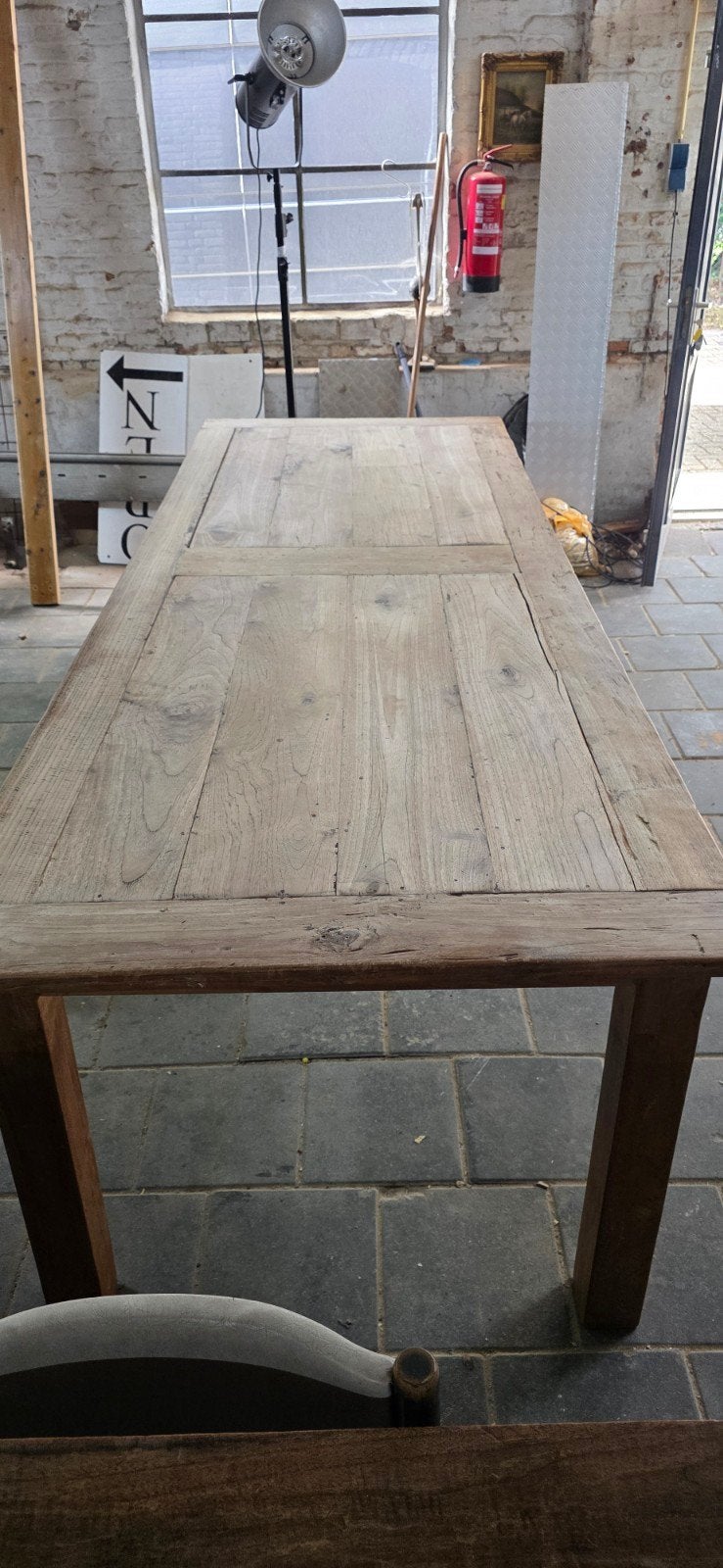 landelijke boerentafel 280 cm mooi karaktervol oud blad, Enlèvement ou Envoi