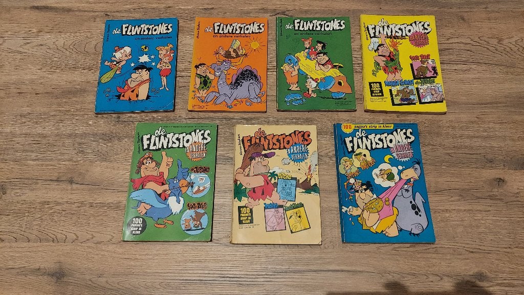 Lot van 7 vintage strips: De Flintstones (jaren '60-'70), Antiquités & Art, Antiquités | Livres & Manuscrits, Enlèvement