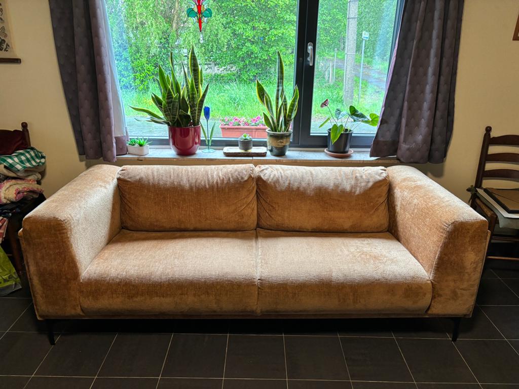 Zitbank (sofa) 3-zit in dik textiel, Maison & Meubles, Canapés | Salons, Comme neuf, Enlèvement