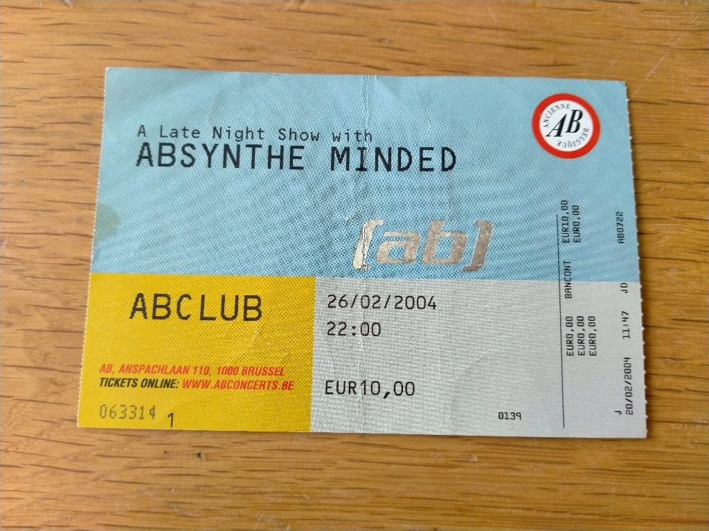 Ticket de concert Absynthe Minded@AB 26/02/2004, Enlèvement, Utilisé