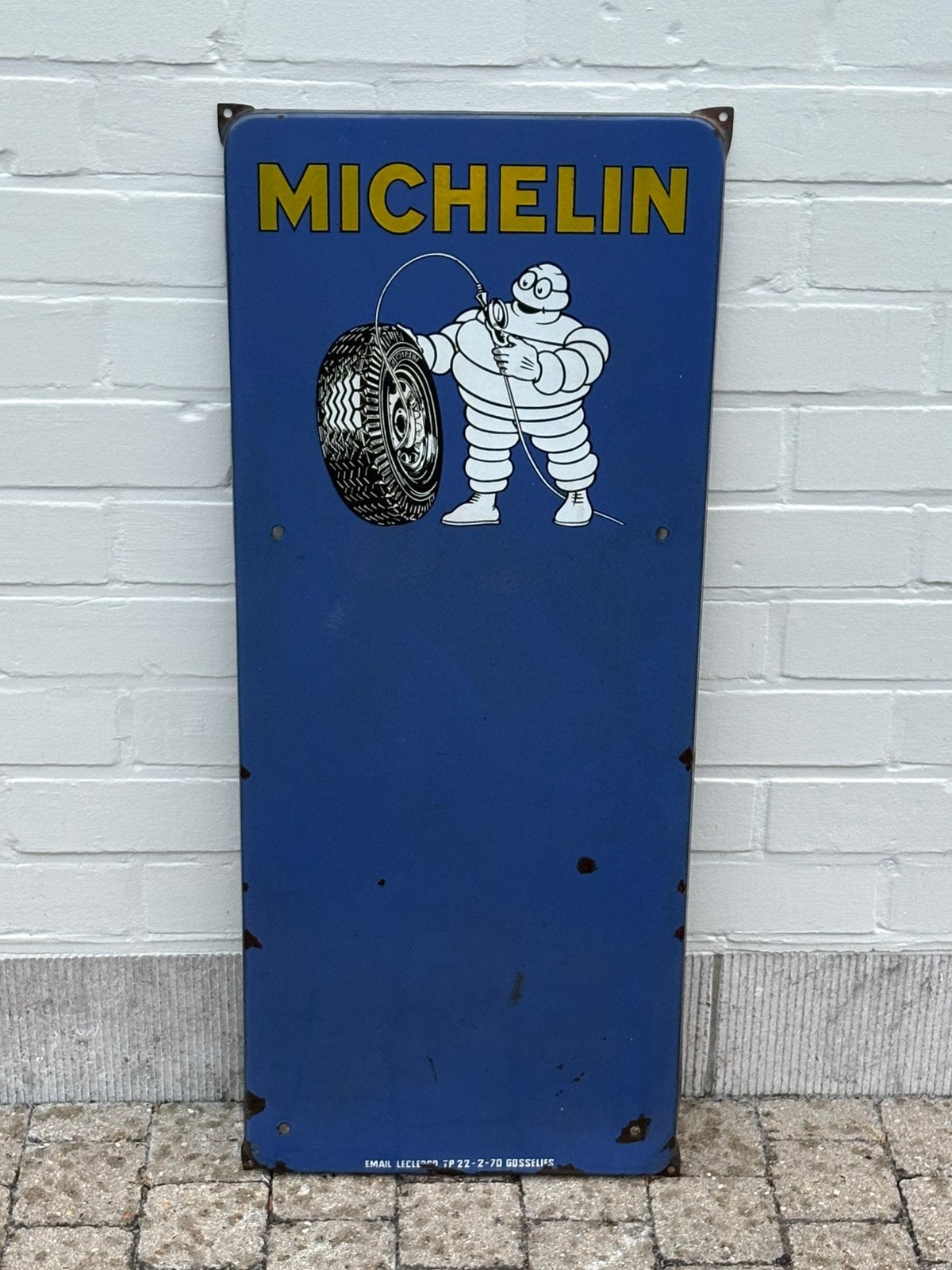 Emaille bandenspanningtabel 1960-1961, Verzamelen, Ophalen of Verzenden, Zo goed als nieuw, Reclamebord