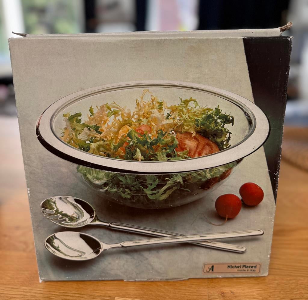 Plat et couverts salade Vintage EP Zinc neufs, Ophalen of Verzenden