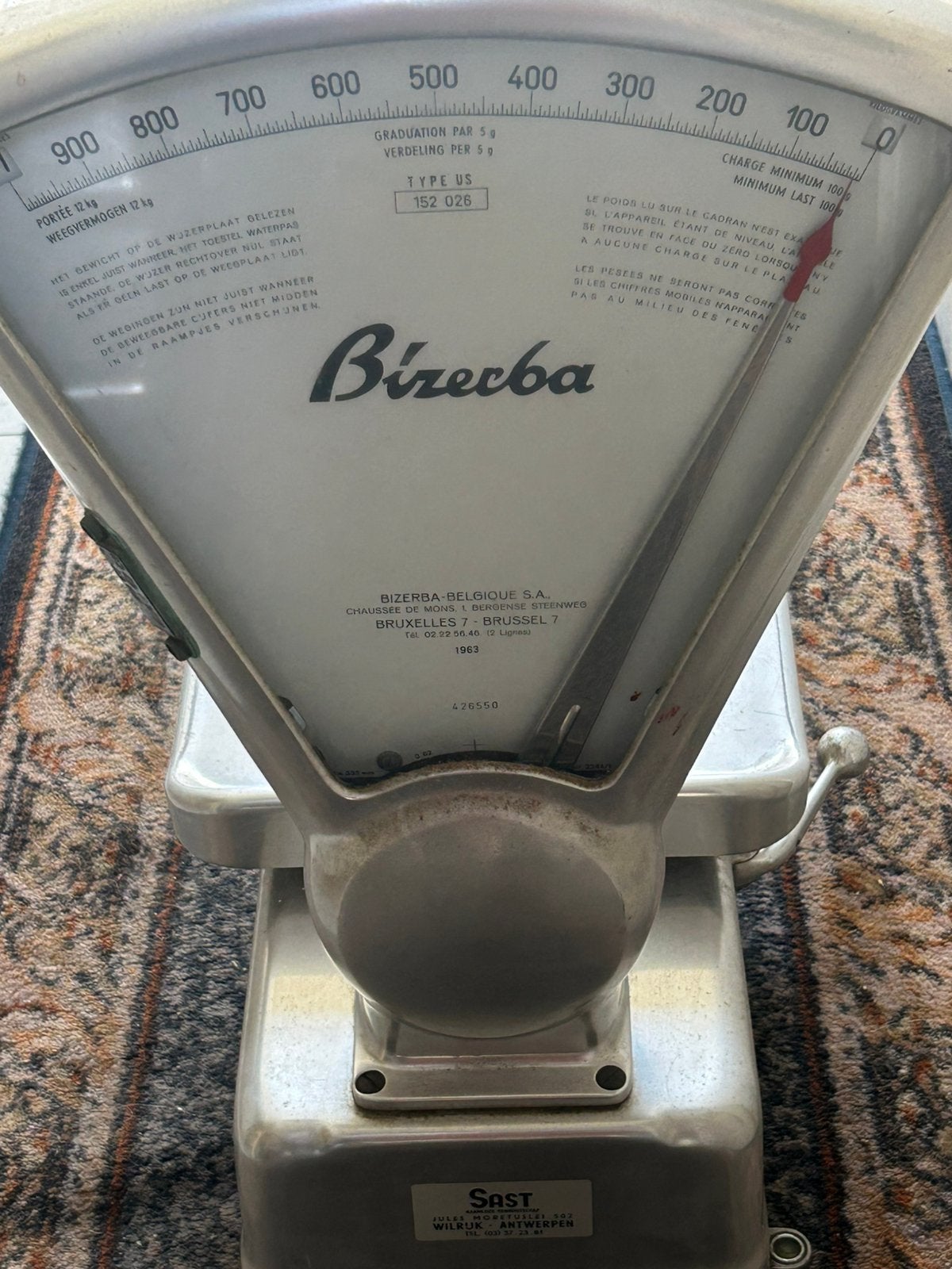 Vintage weegschaal Bizecba, Elektronische apparatuur, Weegschalen, Ophalen, Winkelweegschaal, Gebruikt, Minder dan 10 kg