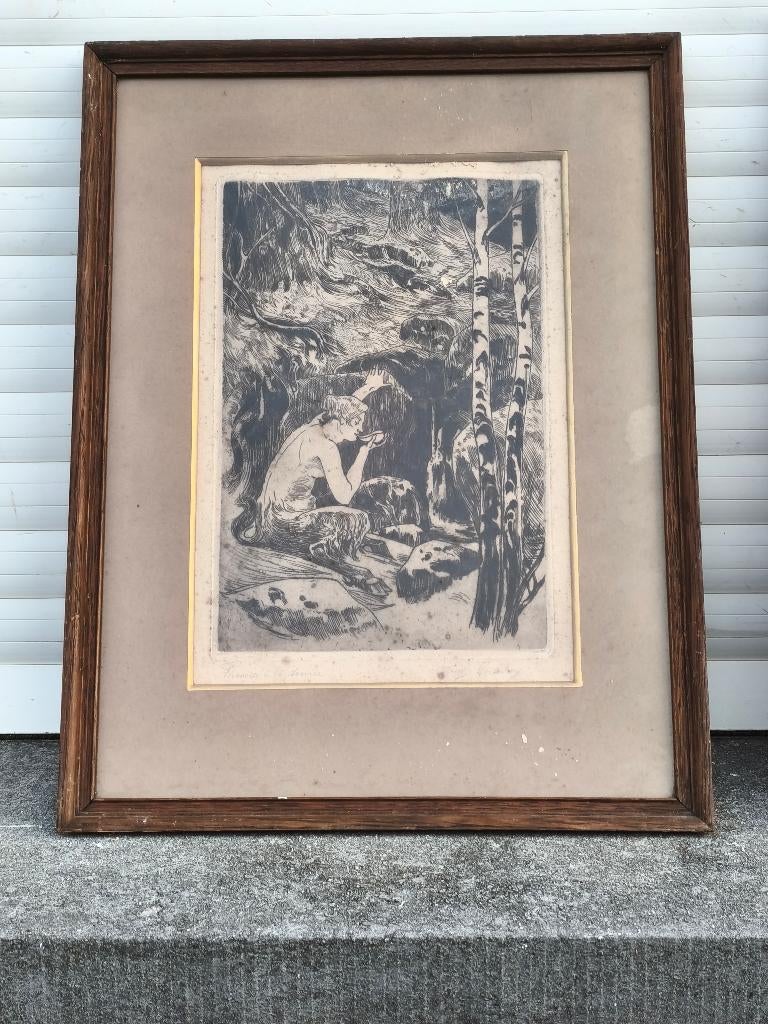 Gravure signe auguste donnay, Enlèvement ou Envoi