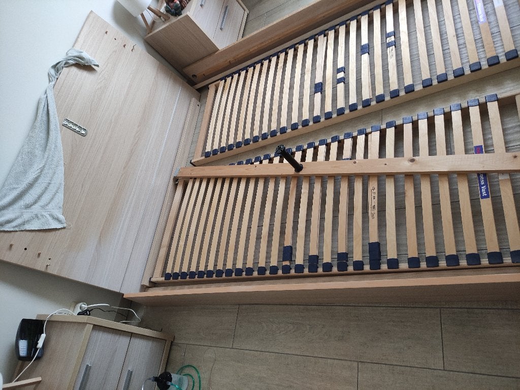 bedframe met lattenbodems 140X200, Beige, 140 cm, Enlèvement, Utilisé