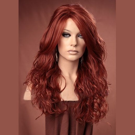 Pruik lang rood haar met krullen model Gabby kleur 350, Verzenden, Nieuw