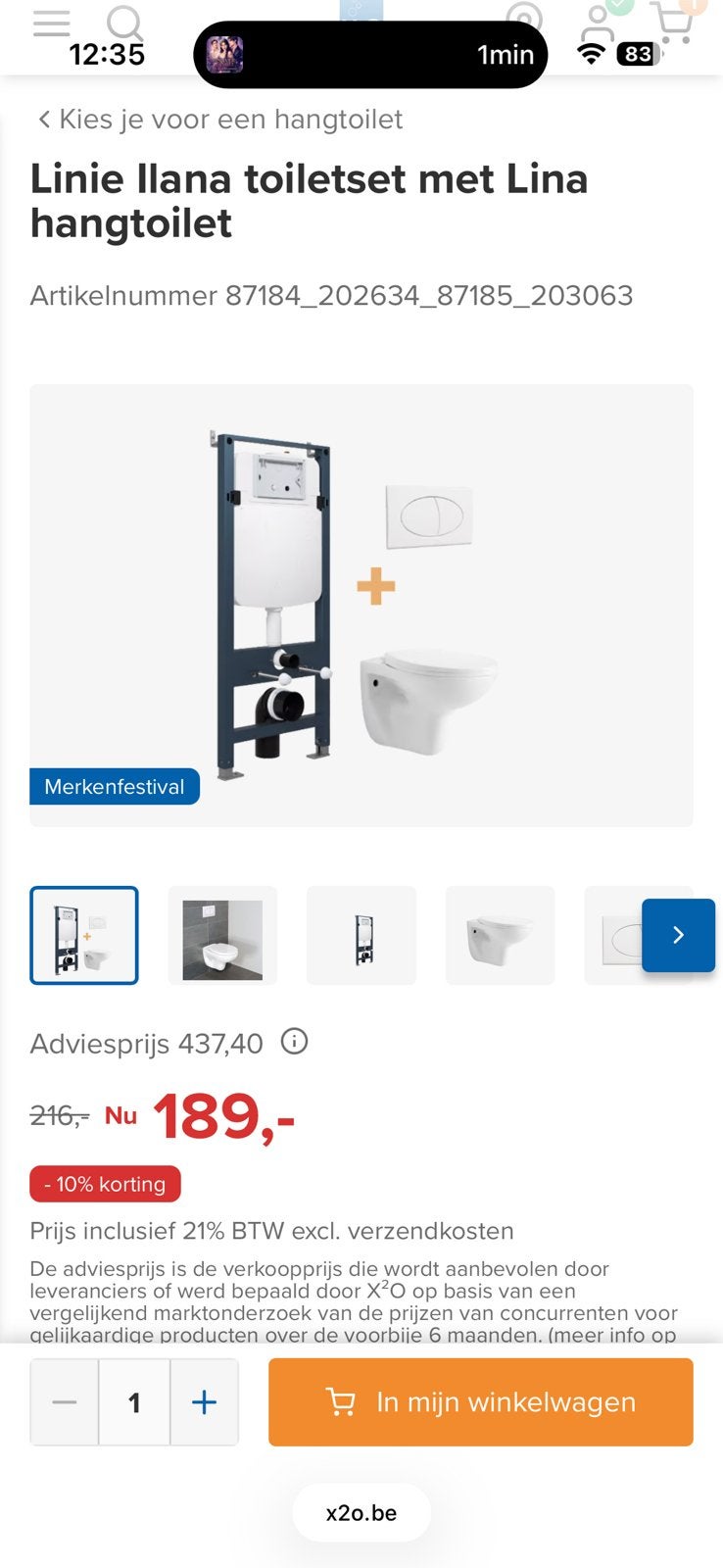 Lina inbouwtoilet te koop van X2O, Bricolage & Construction, Enlèvement, Neuf, Toilettes
