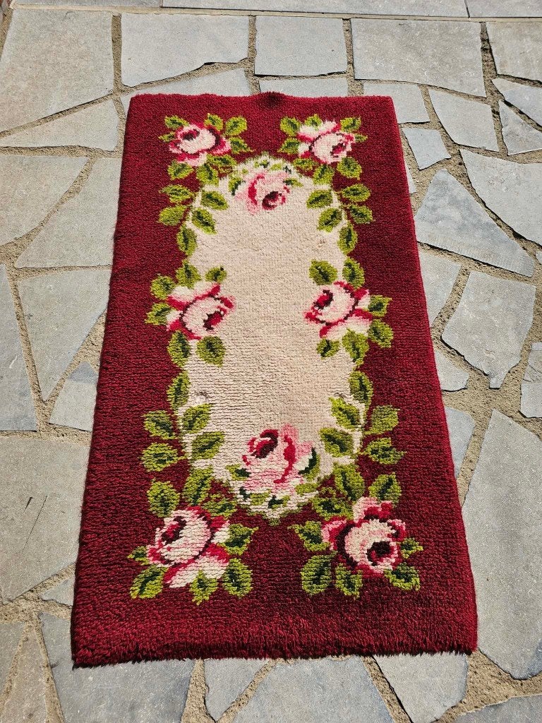 Vintage smyrna geknoopte vloerkleden, Ophalen, Gebruikt, Vintage Smyrna geknoopt