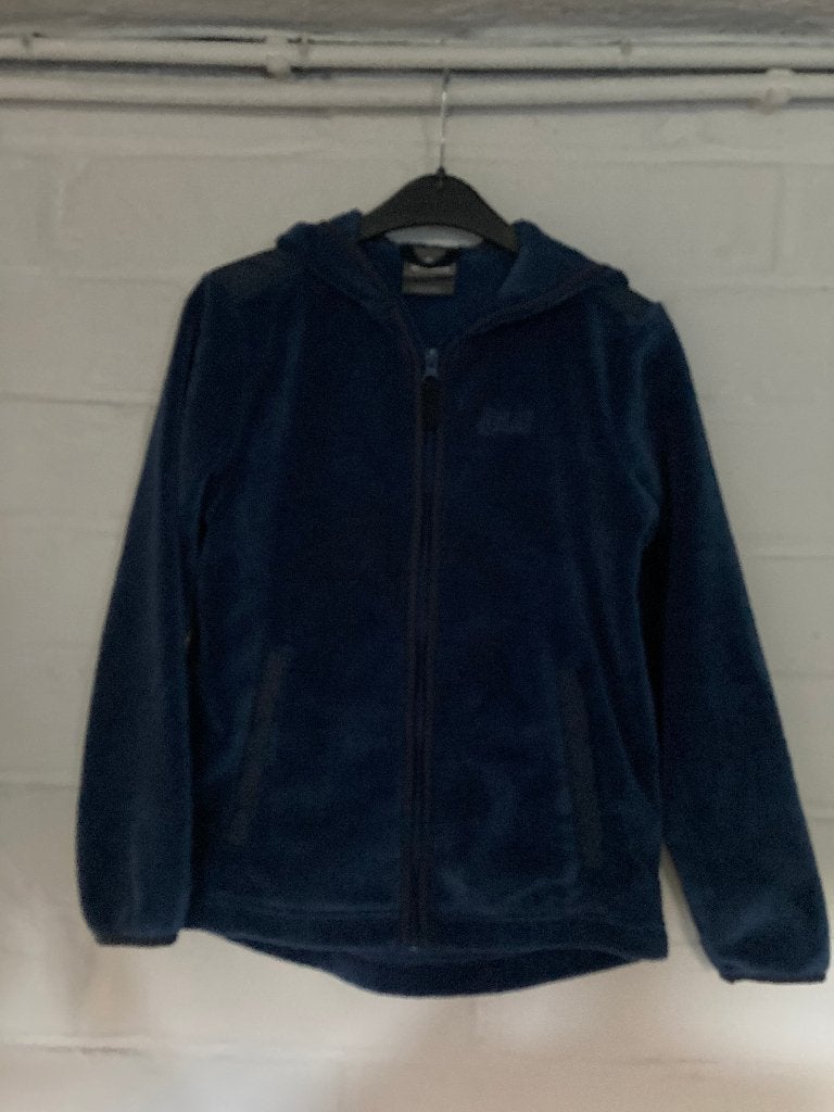 Blauw warm vestje met rits en kap, Jack Wolfskin, 140, 10 j, Kinderen en Baby's, Jongen of Meisje, Trui of Vest, Jack Wolfskin