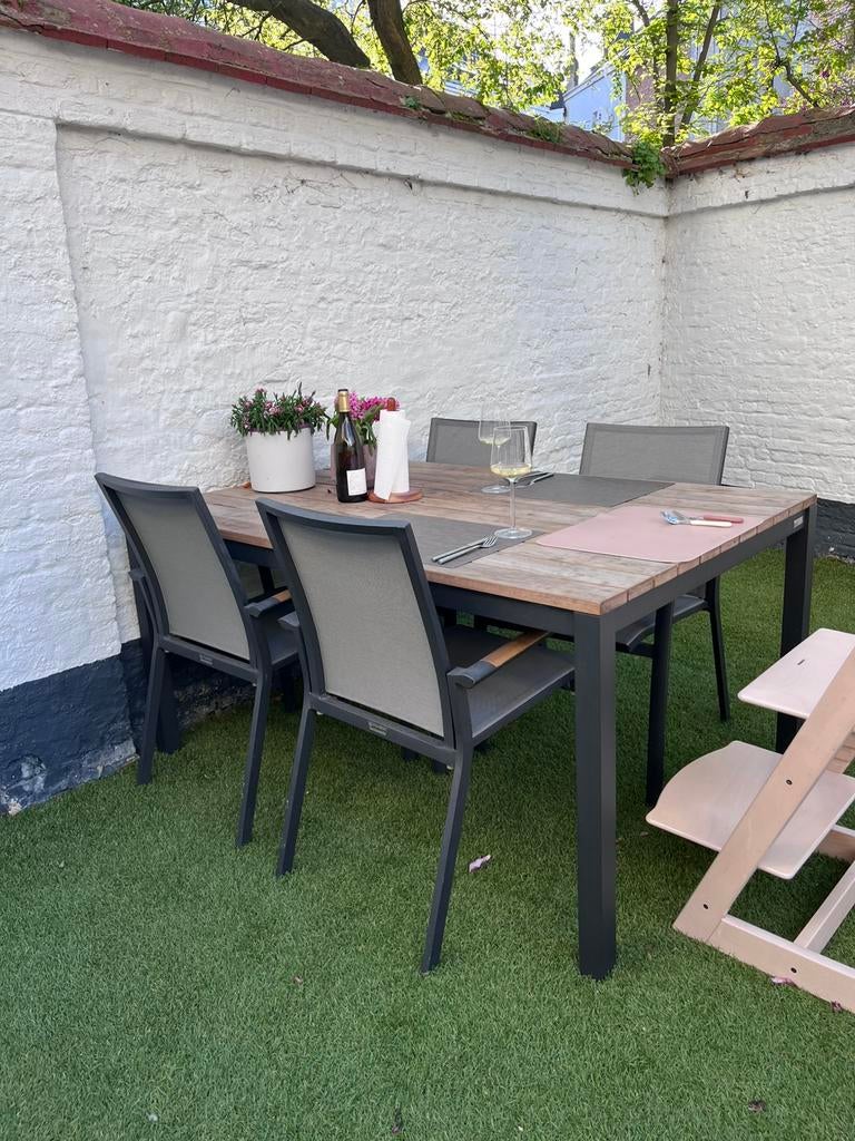 Tuinset Jati en kebon, Tuin en Terras, Tuintafels, Ophalen, Zo goed als nieuw, Rechthoekig, Overige materialen