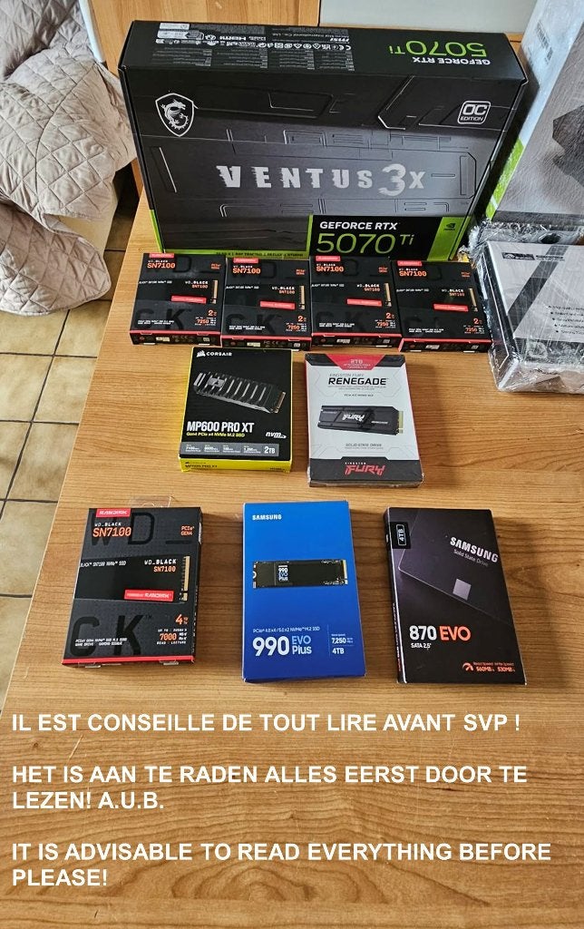 RTX 5070 ti + 3070 + 2 TB SSD en 4 TB + LOT waterkoeling., Ophalen, Nieuw