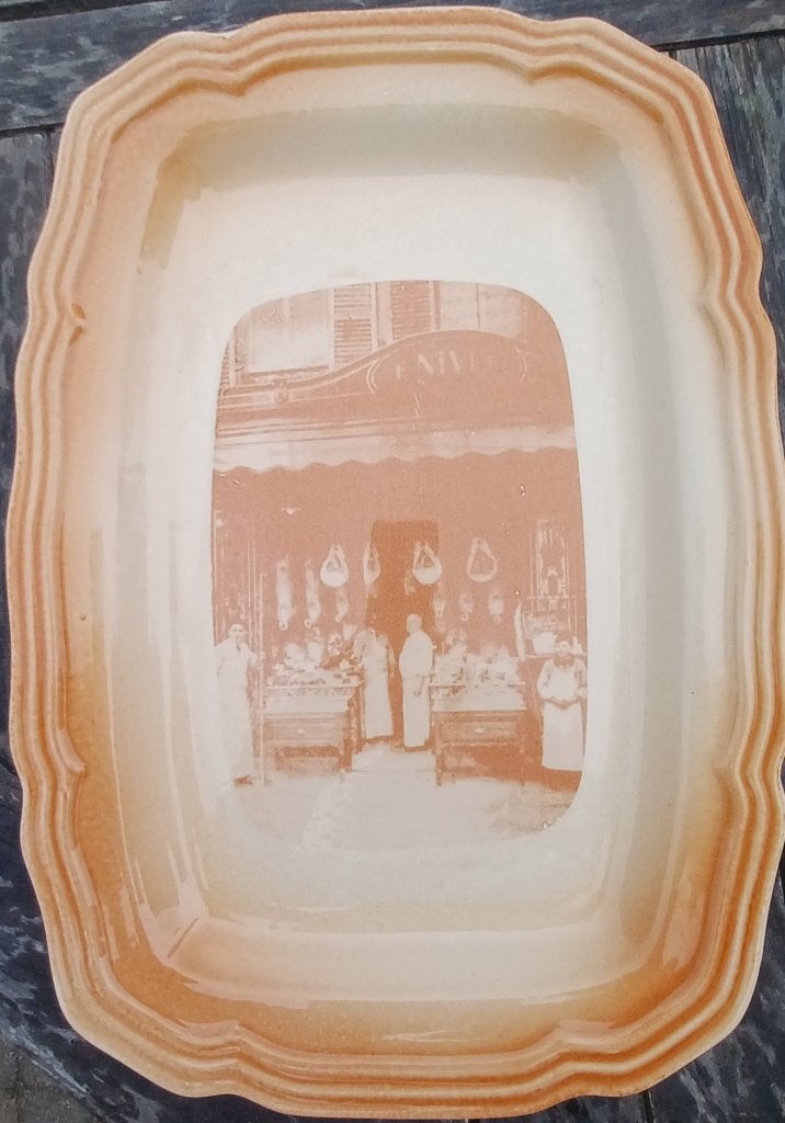 Vintage Franse keramische serveerschaal, Enlèvement ou Envoi