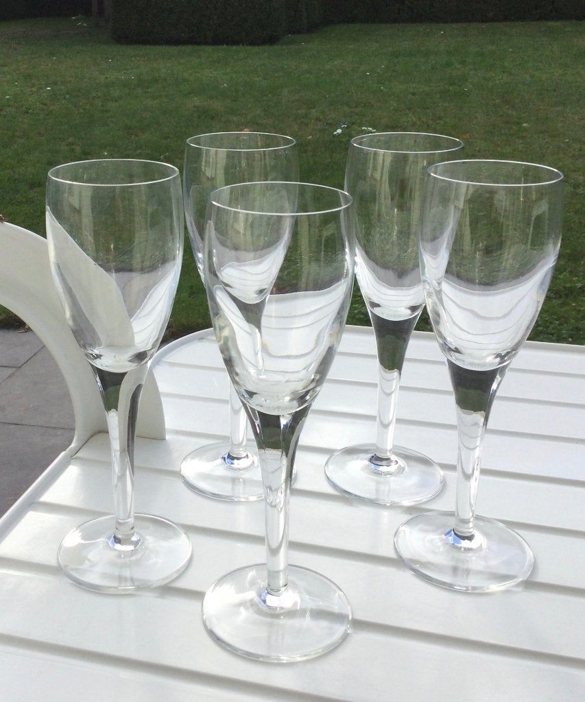 Set van 5 Kristallen Champagneglazen. Set/5€, Antiek en Kunst, Ophalen