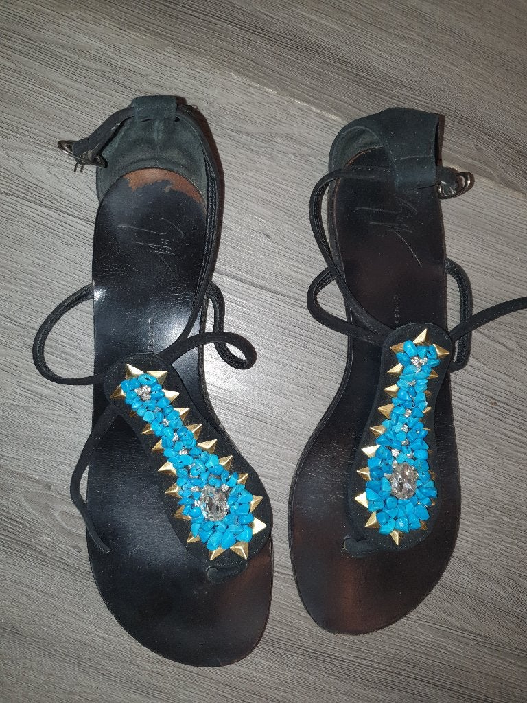 Giuseppe Zanotti Rock 10 Infradito E50088/001–38½–€565 nieuw, ANDERE, Enlèvement ou Envoi, Porté, Noir