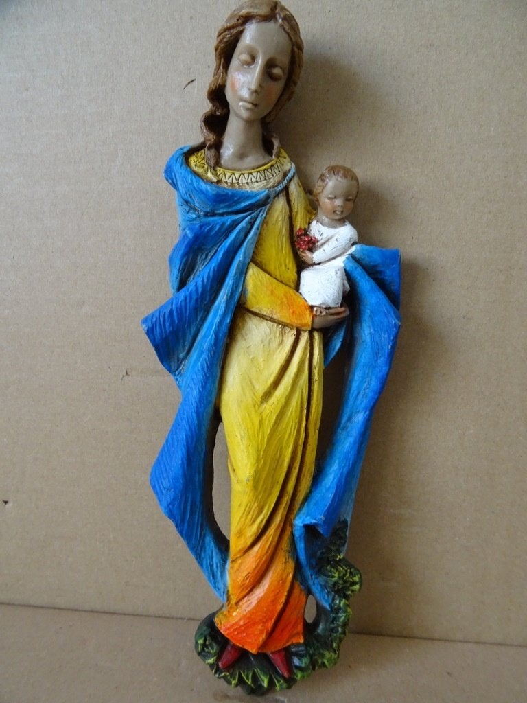 Statue murale vintage de Marie Marie la Mère de Dieu 25cm, Enlèvement ou Envoi, Comme neuf, Image, Christianisme | Catholique
