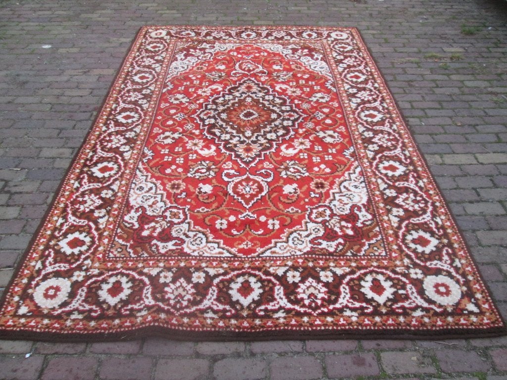Mooi Retro Wollen Tapijt - 300x200, Huis en Inrichting, Stoffering | Tapijten en Vloerkleden, Ophalen, Zo goed als nieuw, Blauw