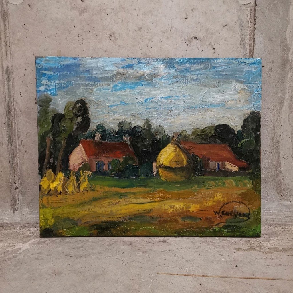 Zomerdag op het Vlaamse Erf (ca. 1950) - William Clevers, Antiek en Kunst, Kunst | Schilderijen | Modern, Ophalen