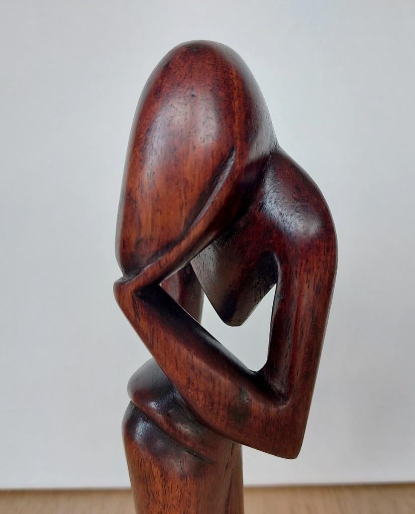 Uniek houten beeldje, minimalistische kunst lucky charm, Antiek en Kunst, Ophalen of Verzenden