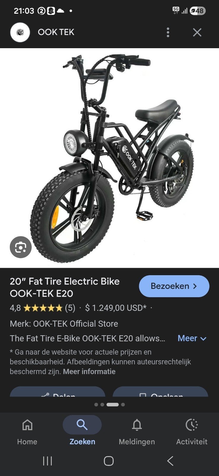 Fatbike ook tek E20 start rijd perfect geen handgas, Ophalen
