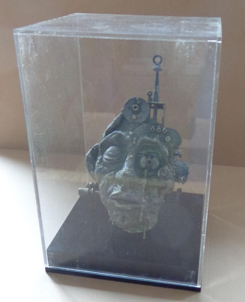 ROGER VAN BELLEGHEM / INDUSTRIEEL HOOFD / SCULPTUUR H= 36cm, Statue, Gips, Homme, Enlèvement